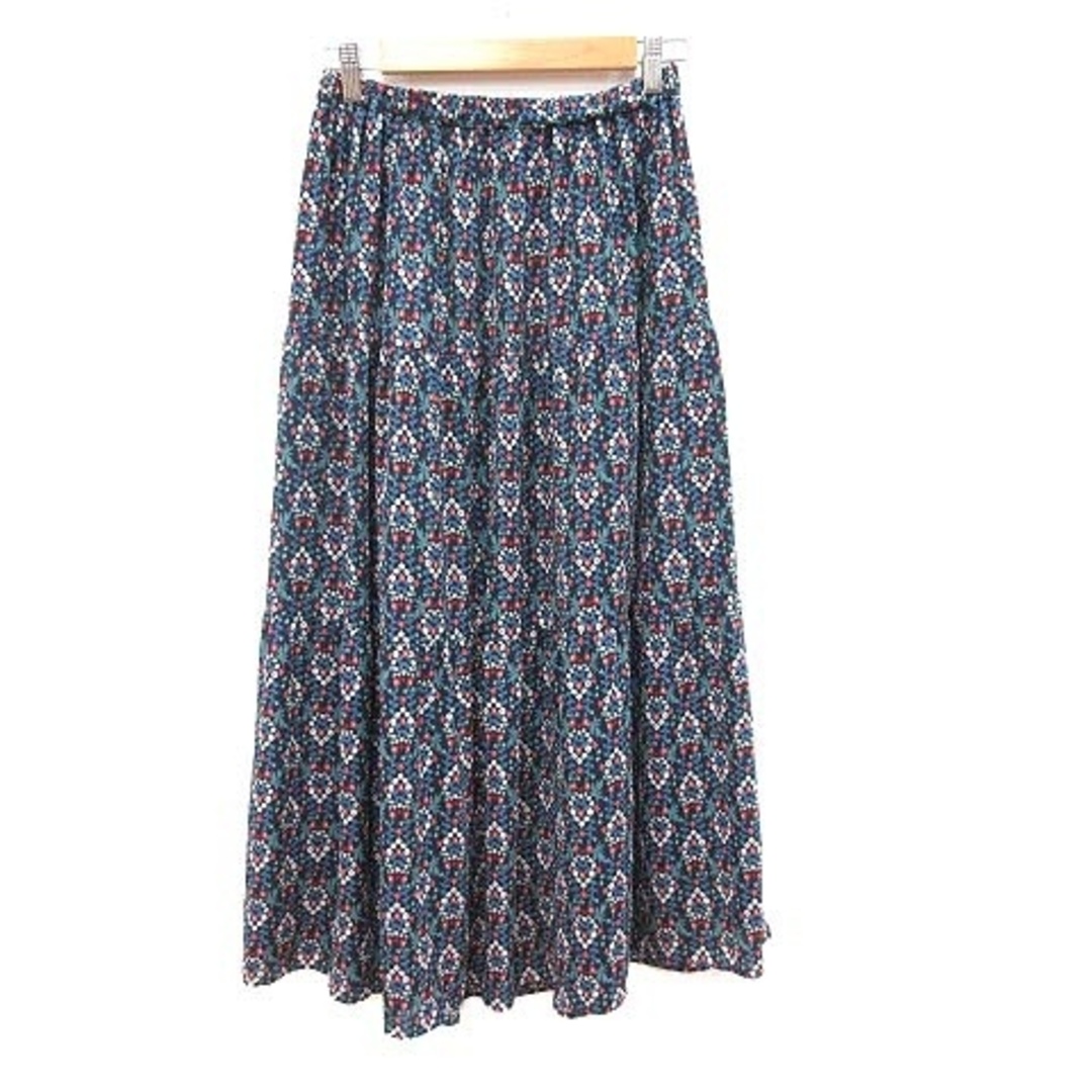 NATURAL BEAUTY BASIC(ナチュラルビューティーベーシック)のナチュラルビューティーベーシック スカート フレア ロング 花柄 M 紺 レディースのスカート(ロングスカート)の商品写真