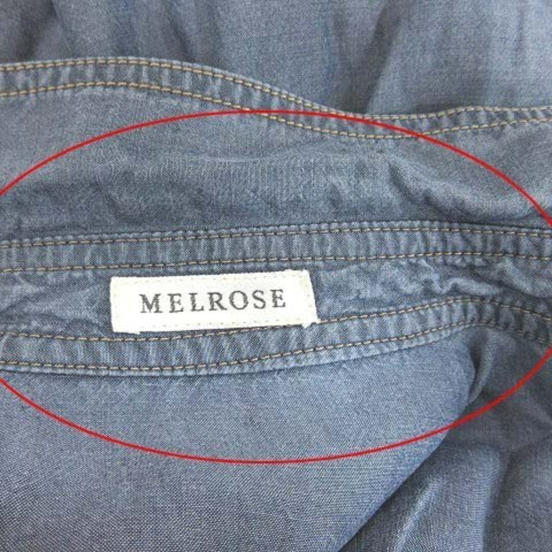 MELROSE(メルローズ)のメルローズ MELROSE シャツ 長袖 デニム ステッチ 青 ブルー ■MO レディースのトップス(シャツ/ブラウス(長袖/七分))の商品写真