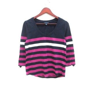 トミーヒルフィガー(TOMMY HILFIGER)のTOMMY HILFIGER カットソー ボーダー 長袖 M 紺 ピンク /YK(カットソー(長袖/七分))