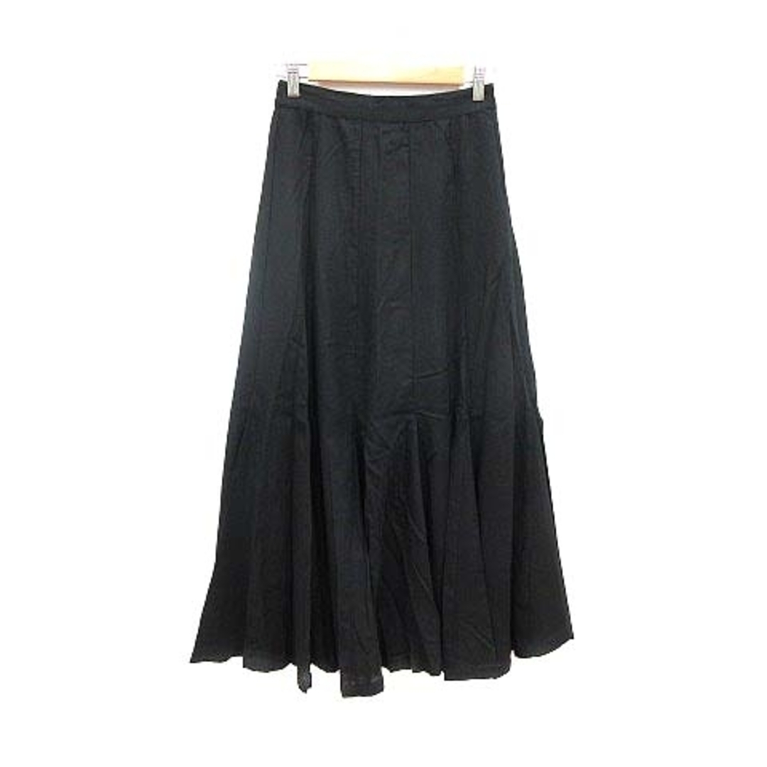 GRL(グレイル)のGRL フレアスカート ロング マキシ 麻混 リネン混 M 黒 ブラック ■MO レディースのスカート(ロングスカート)の商品写真