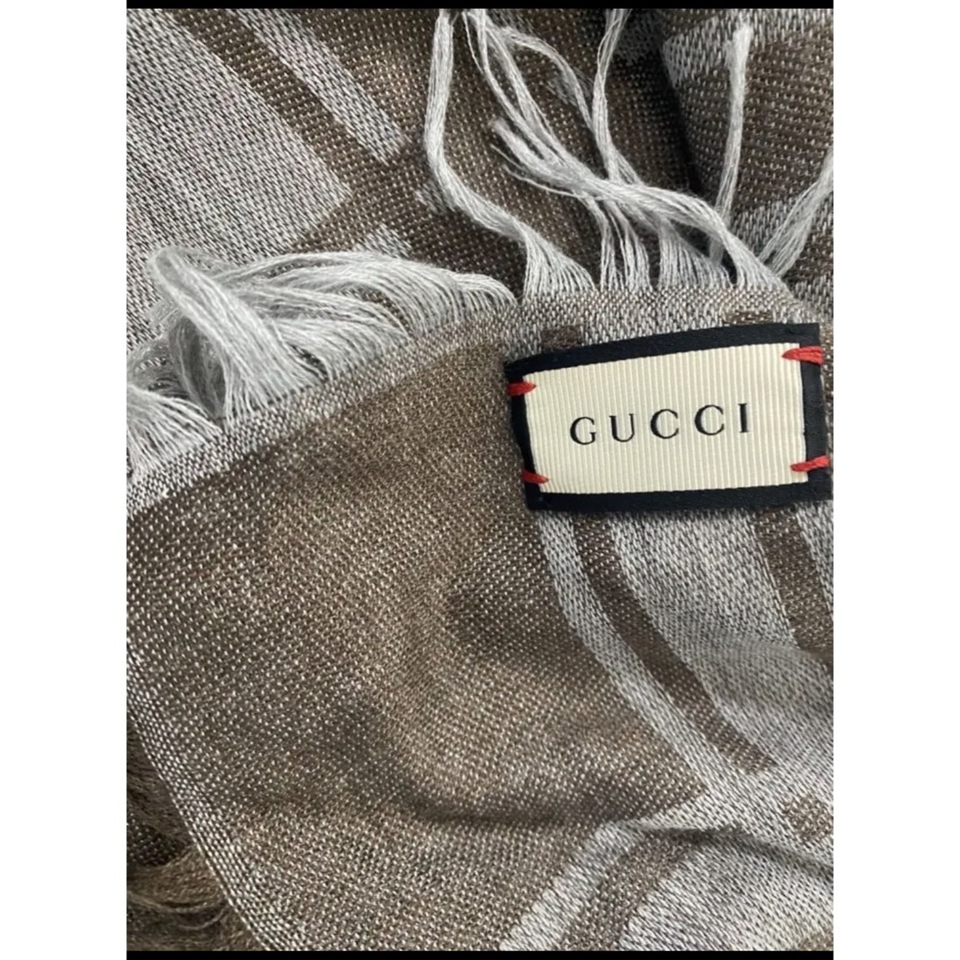 Gucci(グッチ)のGUCCI ファー付き GG柄 ストール レディースのファッション小物(ストール/パシュミナ)の商品写真