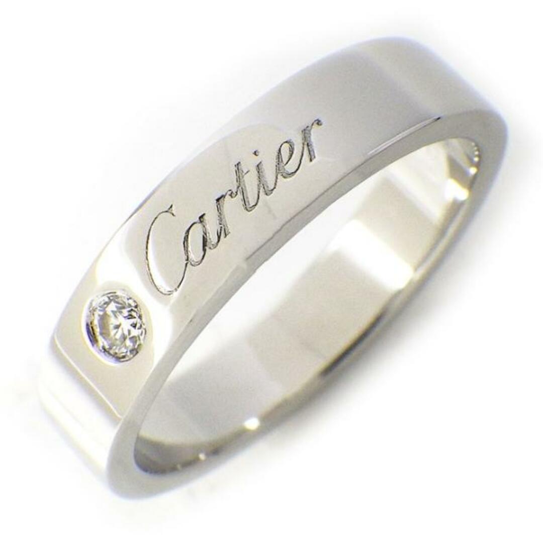 カルティエ Cartier リング C ドゥ カルティエ ウェディング バンド B4098200 エングレーブド ロゴ 1ポイント ダイヤモンド 0.03ct PT950 11号 / #51