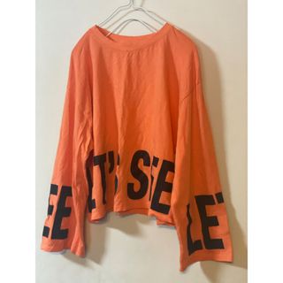 ザラキッズ(ZARA KIDS)の164 ZARAkids ザラキッズ 短丈ワイドスリーブプリントロンT オレンジ(Tシャツ/カットソー)