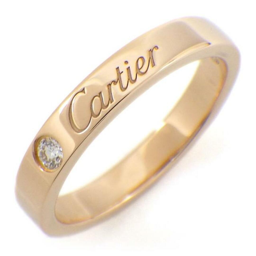 カルティエ Cartier リング C ドゥ カルティエ ウェディング バンド 3mm B4086400 エングレーブド ロゴ 1ポイント ダイヤモンド 0.03ct K18PG 10号 / #50