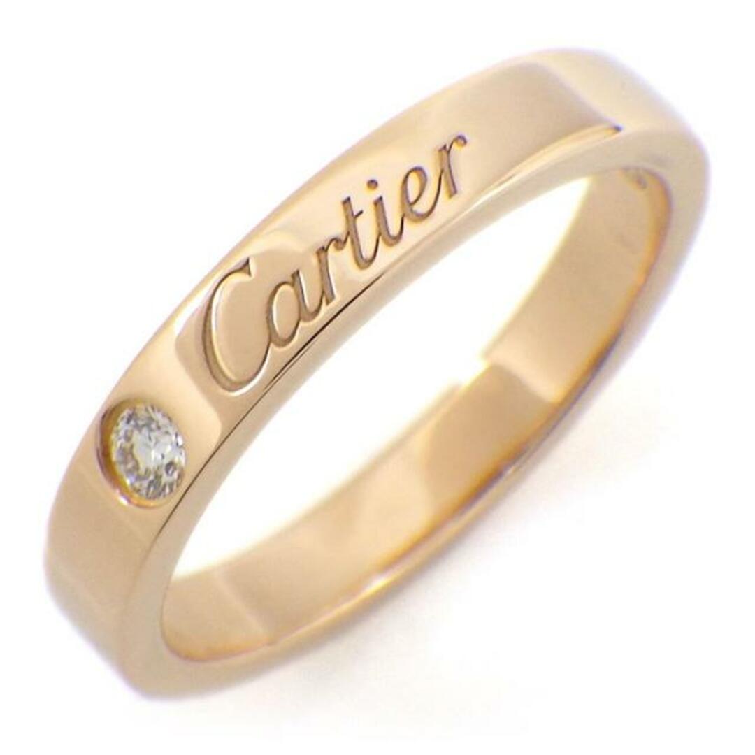 カルティエ Cartier リング C ドゥ カルティエ ウェディング バンド 3mm B4086400 エングレーブド ロゴ 1ポイント ダイヤモンド 0.03ct K18PG 10号 / #50重量35g