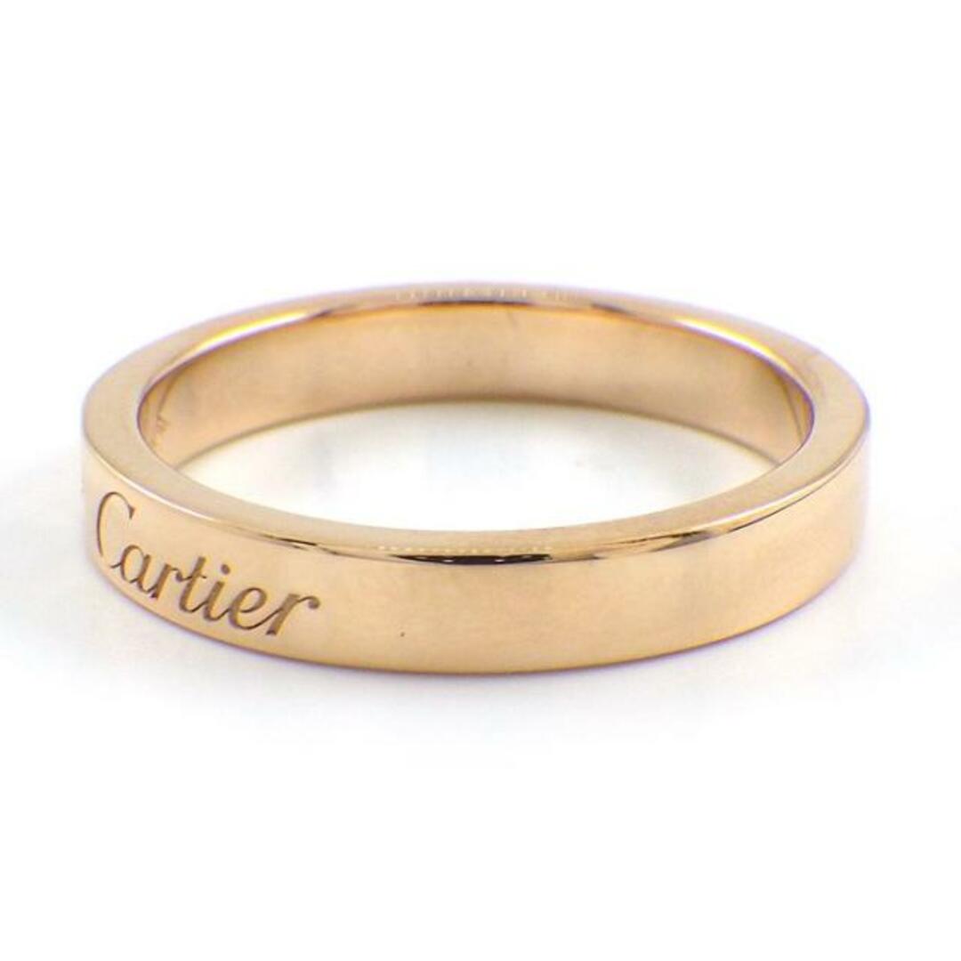 カルティエ Cartier リング C ドゥ カルティエ ウェディング バンド 3mm B4086400 エングレーブド ロゴ 1ポイント  ダイヤモンド 0.03ct K18PG 10号 / #50 【中古】