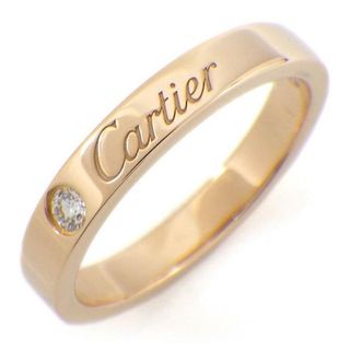 カルティエ(Cartier)のカルティエ Cartier リング C ドゥ カルティエ ウェディング バンド 3mm B4086400 エングレーブド ロゴ 1ポイント ダイヤモンド 0.03ct K18PG 10号 / #50 【中古】(リング(指輪))