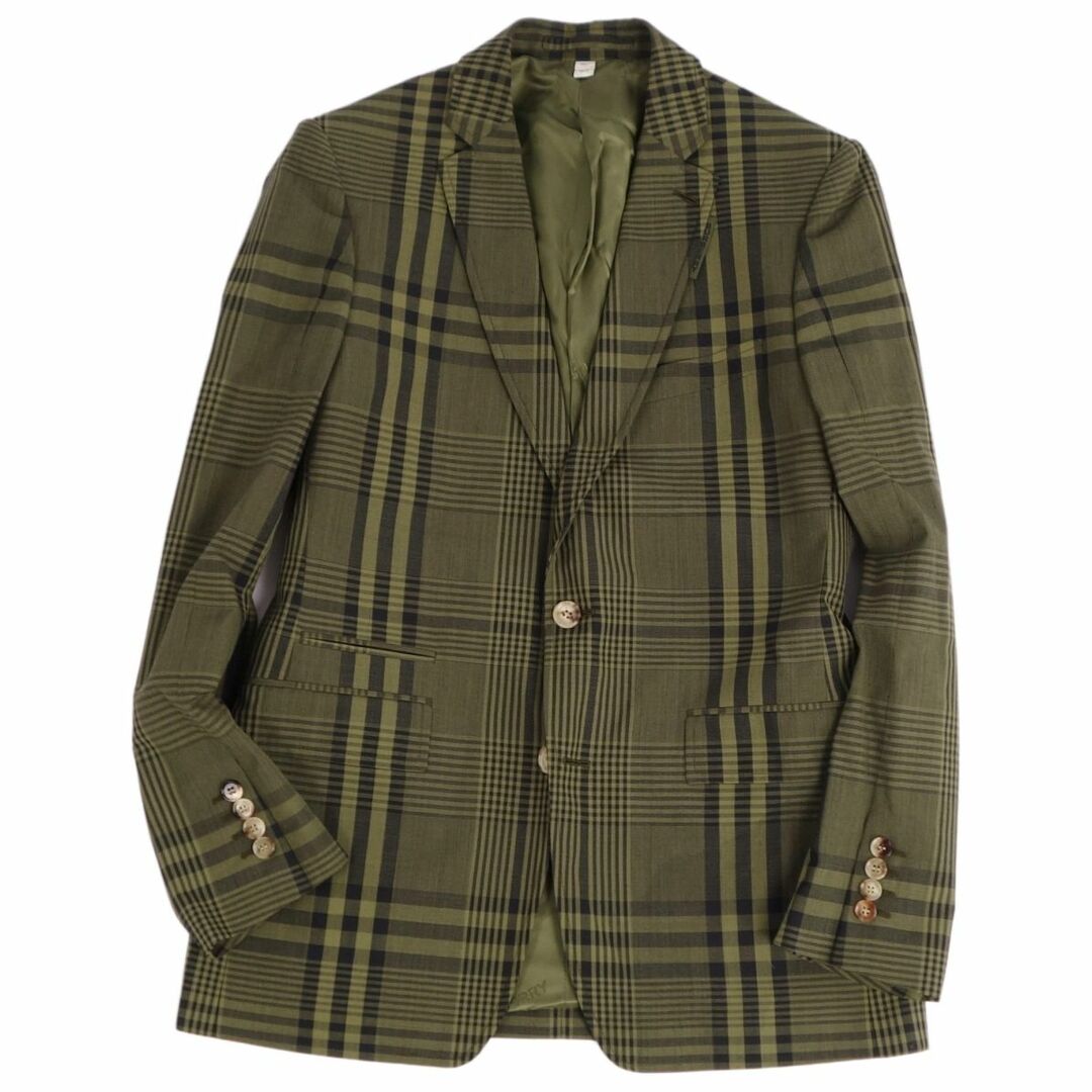 BURBERRY(バーバリー)の美品 バーバリー BURBERRY ジャケット テーラードジャケット シングル チェック柄 アウター メンズ 50(M相当) ブラウン メンズのジャケット/アウター(テーラードジャケット)の商品写真