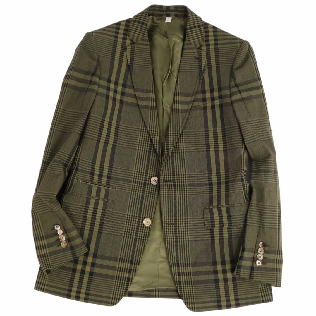 BURBERRY(バーバリー)の美品 バーバリー BURBERRY ジャケット テーラードジャケット シングル チェック柄 アウター メンズ 50(M相当) ブラウン メンズのジャケット/アウター(テーラードジャケット)の商品写真