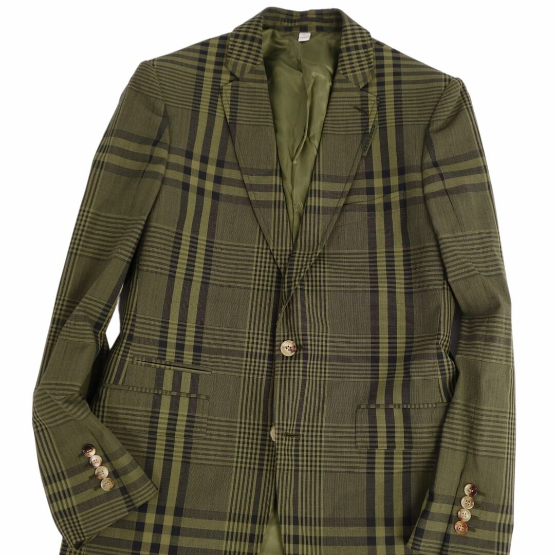 BURBERRY(バーバリー)の美品 バーバリー BURBERRY ジャケット テーラードジャケット シングル チェック柄 アウター メンズ 50(M相当) ブラウン メンズのジャケット/アウター(テーラードジャケット)の商品写真