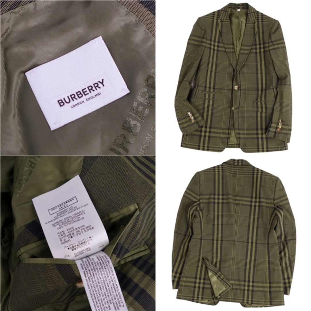 BURBERRY(バーバリー)の美品 バーバリー BURBERRY ジャケット テーラードジャケット シングル チェック柄 アウター メンズ 50(M相当) ブラウン メンズのジャケット/アウター(テーラードジャケット)の商品写真