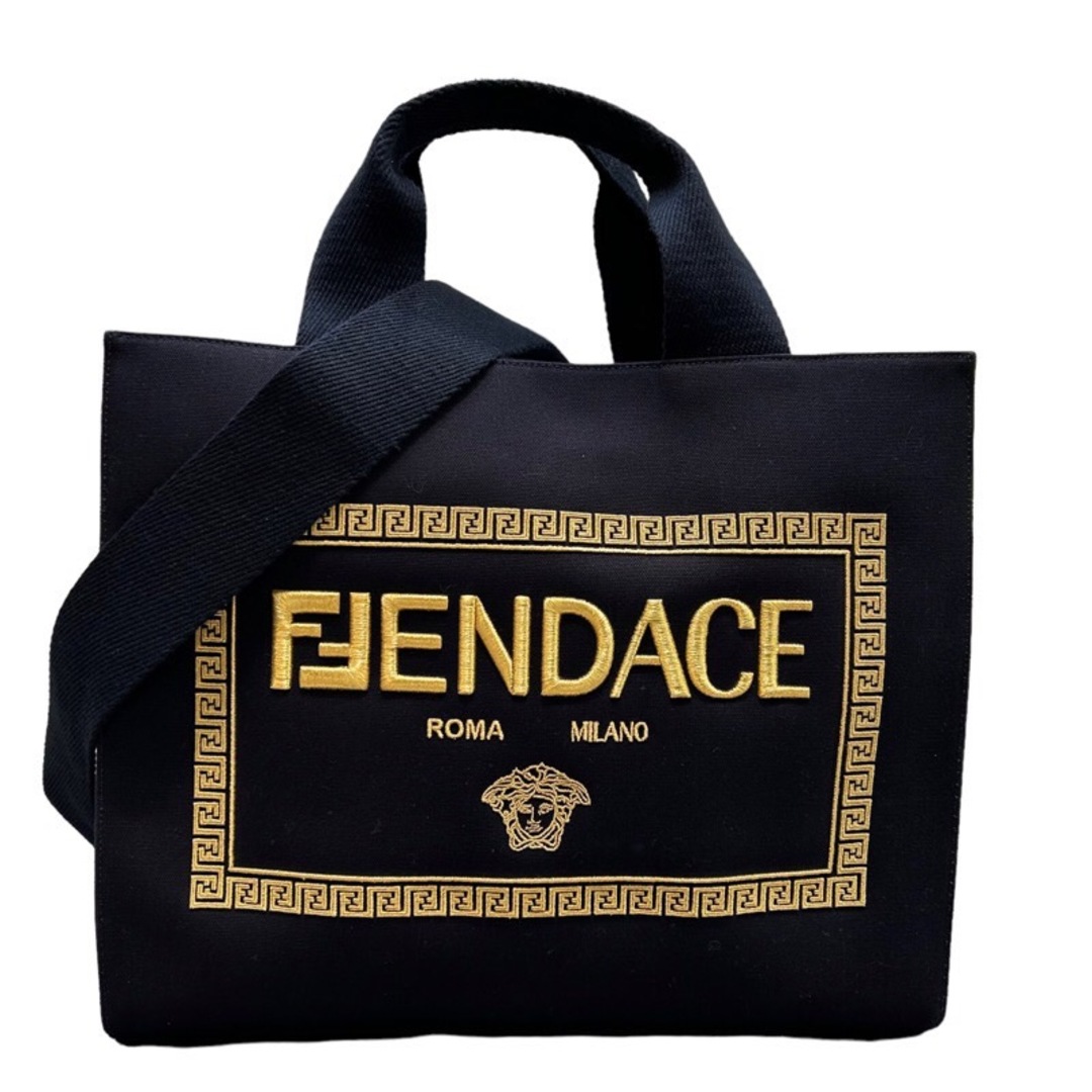 フェンディ FENDI 2WAYトートバッグ FENDI×VERSACE 8BH395 ブラック キャンパス レディース トートバッグ