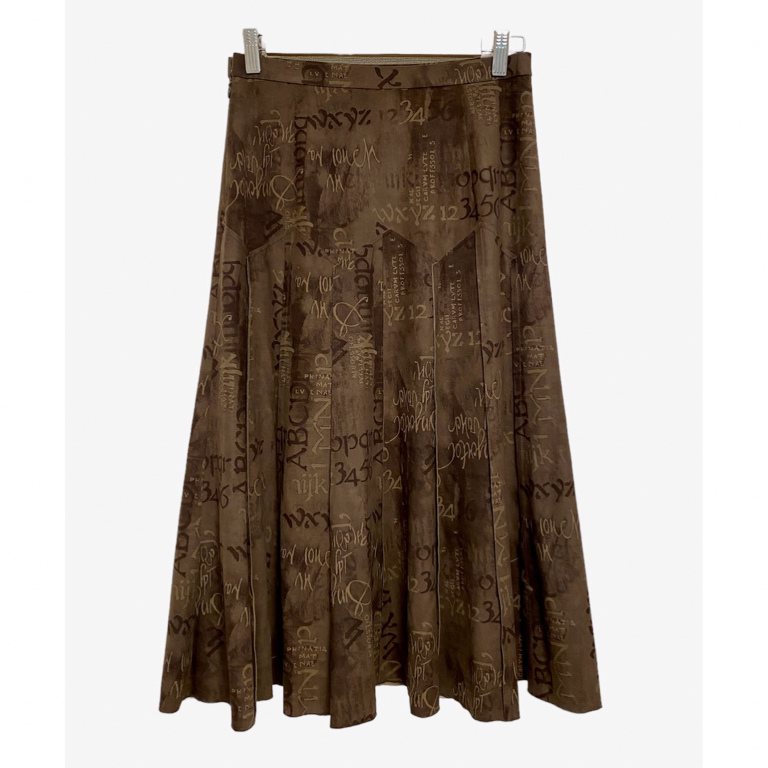 特別値下げ　"presto" プレスト　柄フレアスカート　スウェード　ブラウン レディースのスカート(ロングスカート)の商品写真