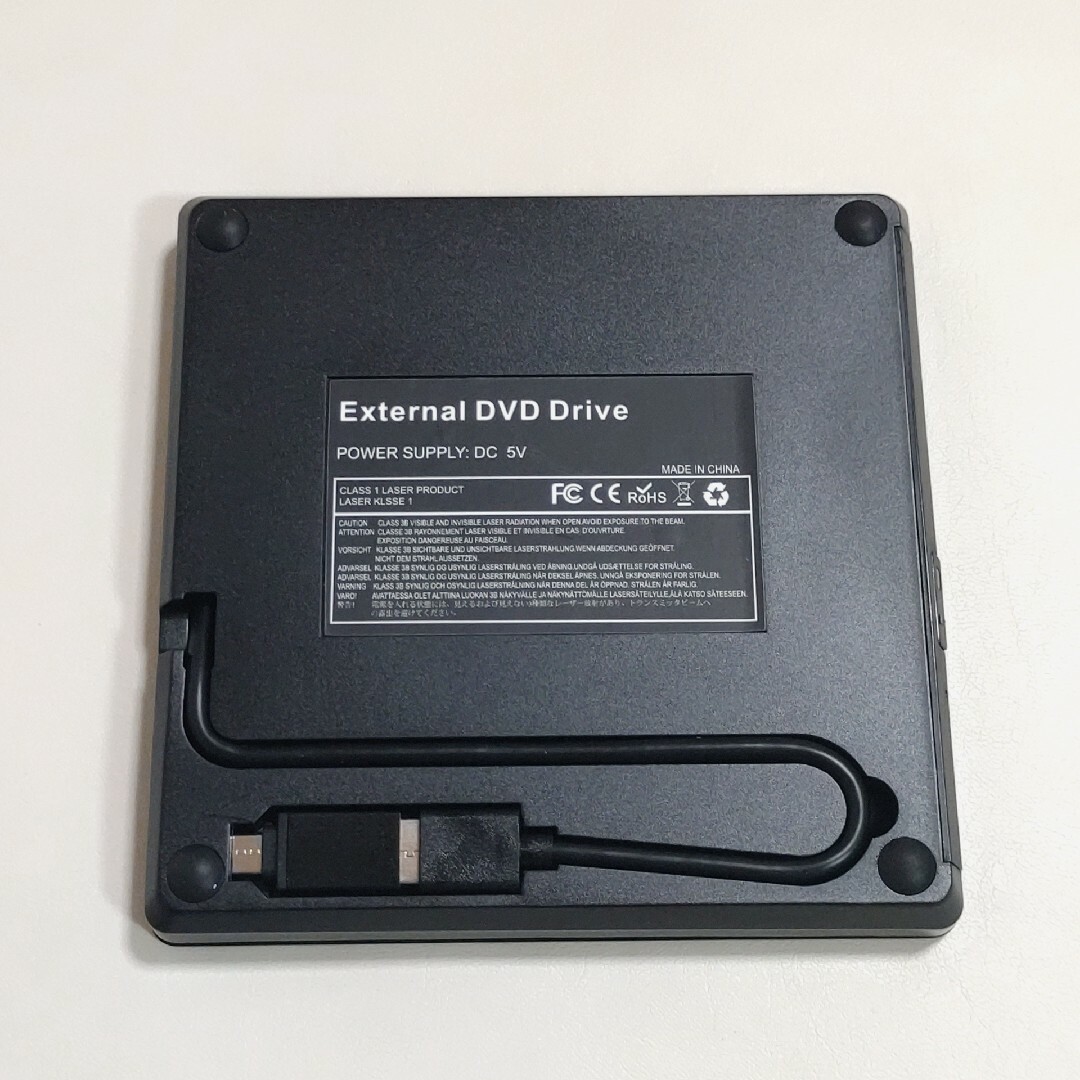 外付けCD/DVDドライブ ポータブル薄型軽量 黒ブラック USB3.0高速 スマホ/家電/カメラのPC/タブレット(PC周辺機器)の商品写真