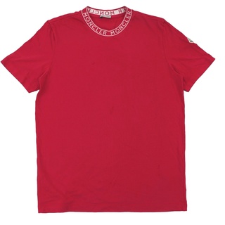 モンクレール(MONCLER)の美品 モンクレール 23SS ロゴレタリング クルーネック 半袖Tシャツ メンズ 赤 M MONCLER(Tシャツ/カットソー(半袖/袖なし))