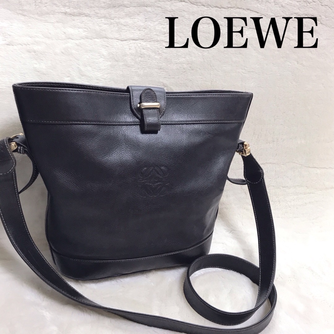LOEWE ロエベ アーカイブ アナグラム バケツ型 ショルダーバッグ レザー-
