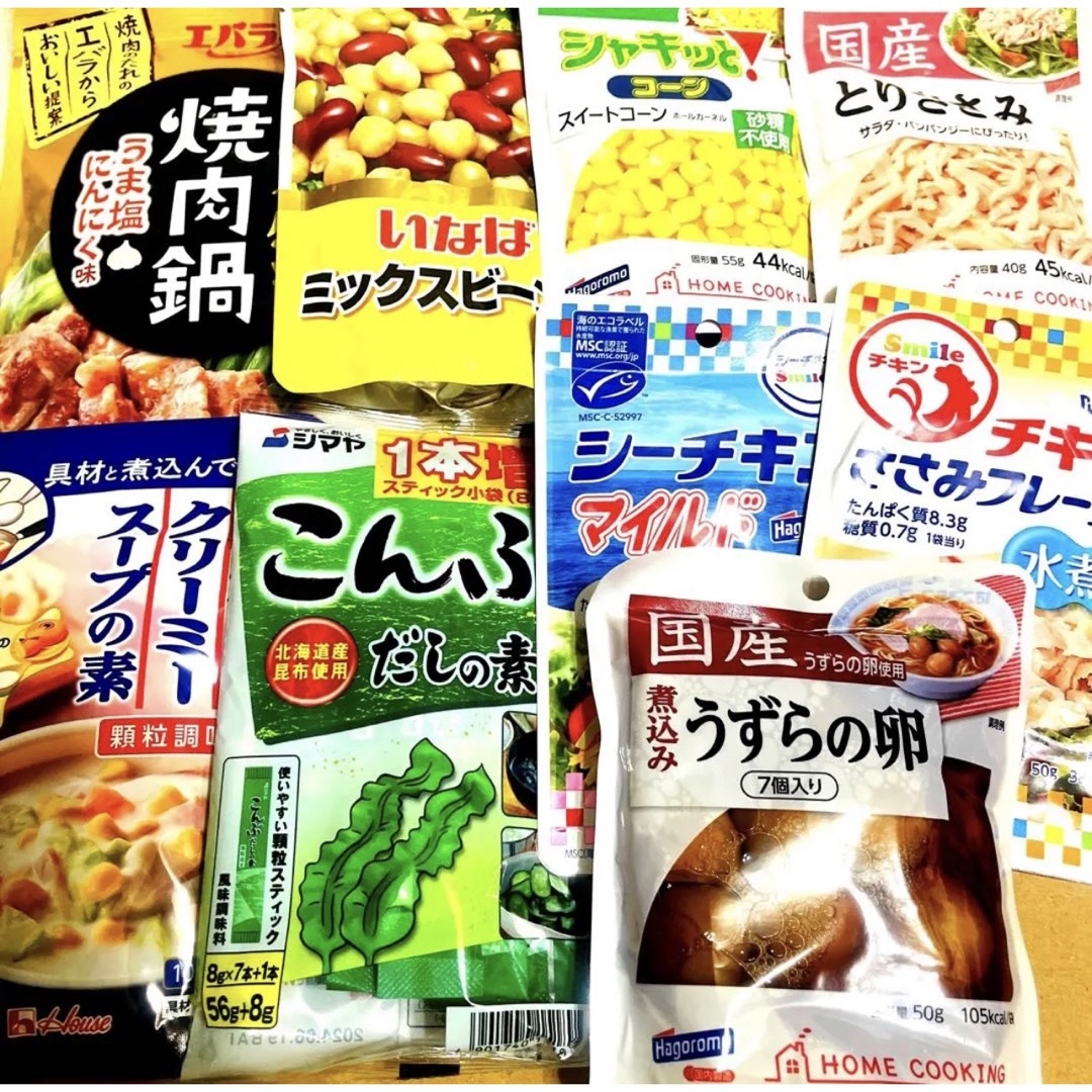 数量限定】食品詰め合わせ　9点　うずら卵の通販　調味料　ミックスビーンズ　シーチキン　by　Runa˚✧'s　shop｜ラクマ