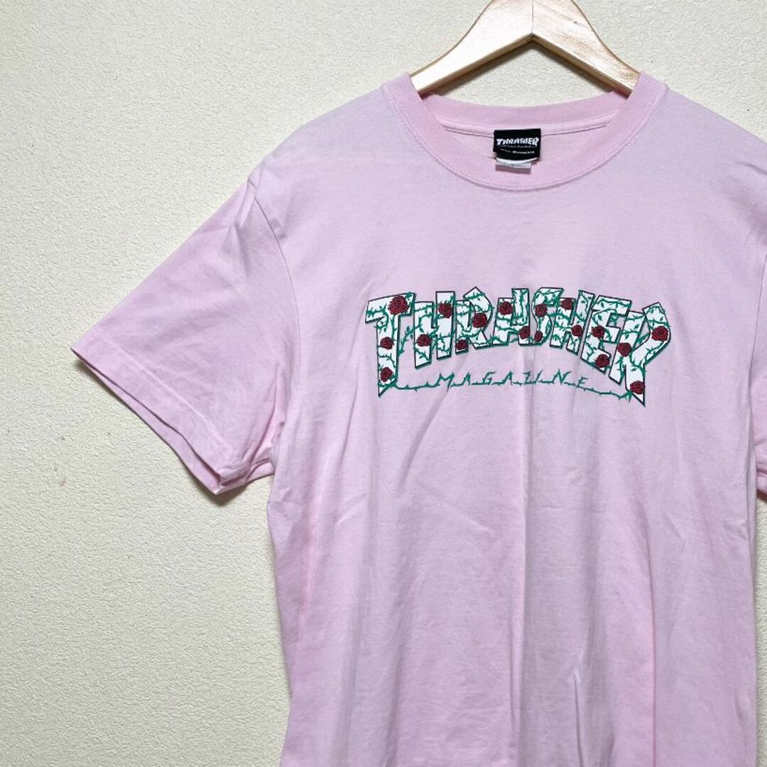 THRASHER(スラッシャー)のスラッシャー　ロゴT　ストリート　スケーター　古着　ピンク レディースのトップス(Tシャツ(半袖/袖なし))の商品写真