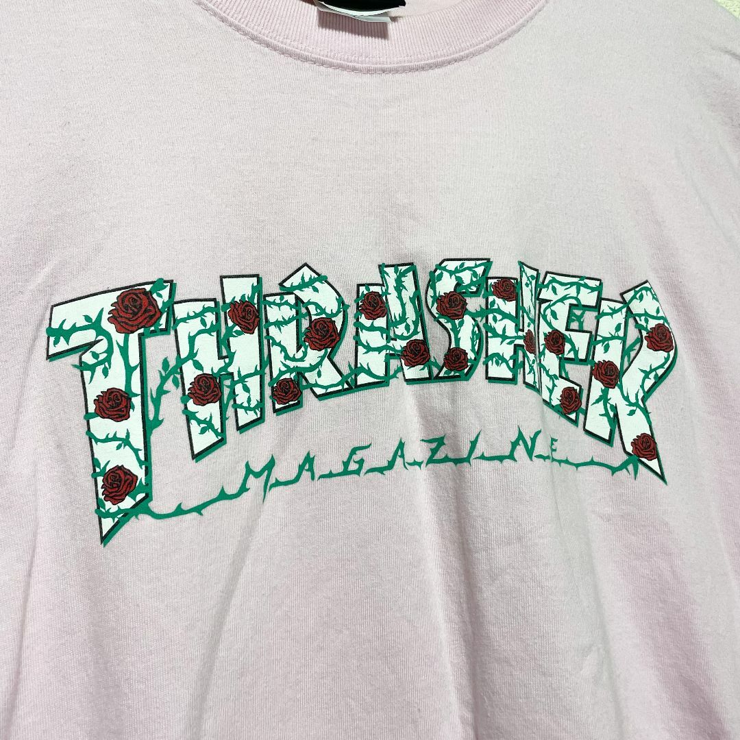 THRASHER(スラッシャー)のスラッシャー　ロゴT　ストリート　スケーター　古着　ピンク レディースのトップス(Tシャツ(半袖/袖なし))の商品写真