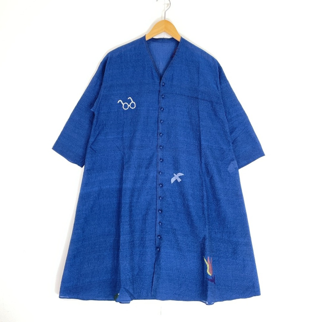ヨーガンレール ブルー J0122FB862 コットンシルク 羽織り ワンピース インド刺繍 M ヨーガンレール ブルー J0122FB862 コットンシルク 羽織り ワンピース インド刺繍 M