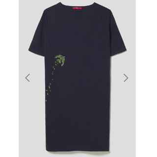 グラニフ(Design Tshirts Store graniph)の新品 グラニフ 7分袖 ワンピース ナチュラルワールド 小鳥 ボタニカル（紺）(ロングワンピース/マキシワンピース)