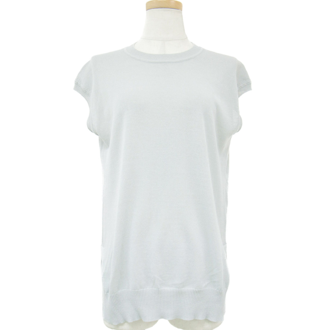 theory luxe セオリーリュクス ニット トップス ブラック 黒 38(M) プルオーバー クルーネック フレンチスリーブ コットン 23春夏 おしゃれ シンプル 無地 きれいめ 大人女子 ブランド 上品 ベーシック オフィスカジュアル【レディース】【美品】