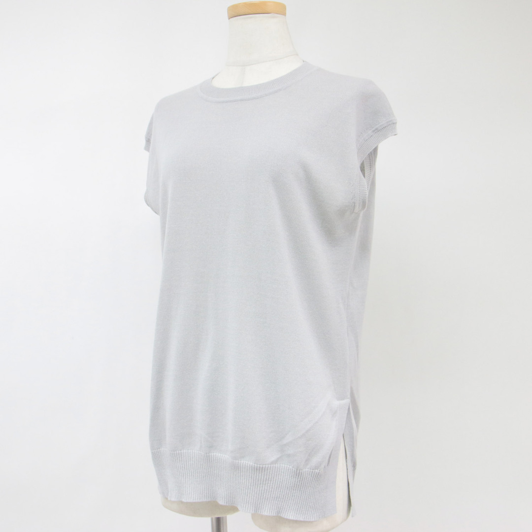 theory luxe セオリーリュクス ニット トップス ブラック 黒 38(M) プルオーバー クルーネック フレンチスリーブ コットン 23春夏 おしゃれ シンプル 無地 きれいめ 大人女子 ブランド 上品 ベーシック オフィスカジュアル【レディース】【美品】