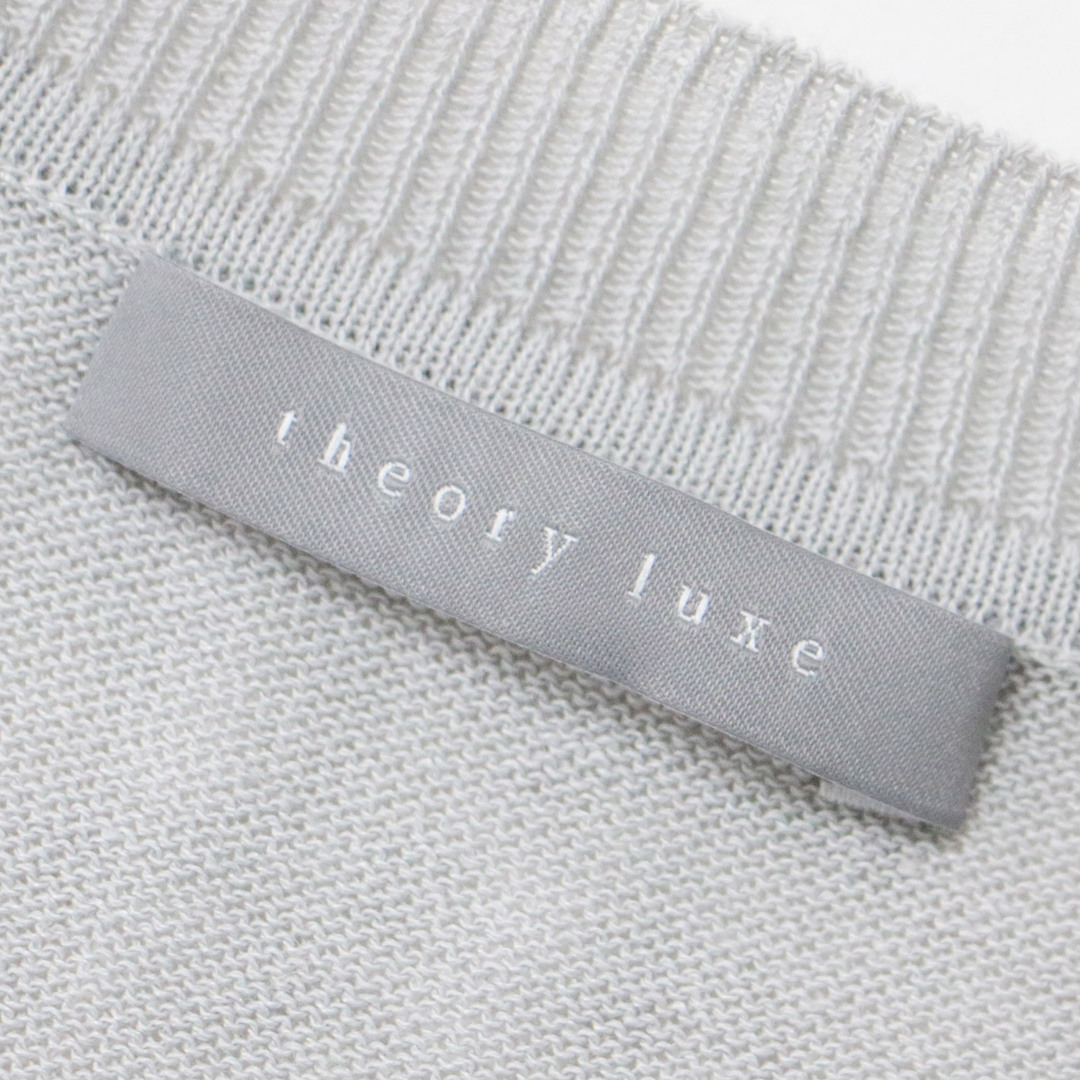 theory luxe セオリーリュクス ニット トップス ブラック 黒 38(M) プルオーバー クルーネック フレンチスリーブ コットン 23春夏 おしゃれ シンプル 無地 きれいめ 大人女子 ブランド 上品 ベーシック オフィスカジュアル【レディース】【美品】