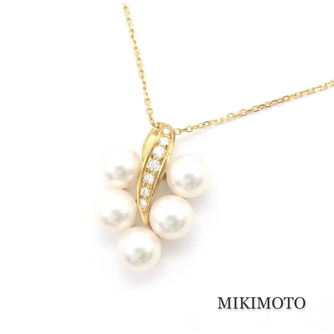 MIKIMOTO(ミキモト)のMIKIMOTO★ミキモト K18YG パール ダイヤ ネックレス アクセサリー レディースのアクセサリー(ネックレス)の商品写真