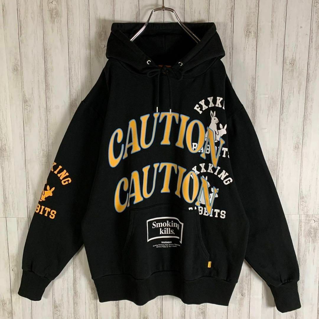 東海オンエアてつや着用】FR2 色情兎 ロゴ満載 caution パーカー