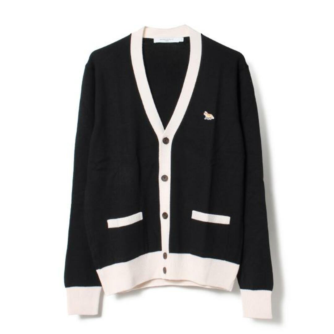 【新品未使用】 MAISON KITSUNE メゾンキツネ カーディガン BABY FOX PATCH BI-COLOR CLASSIC CARDIGAN HU00542KT1036 【XSサイズ/BLACK】素材ウール100％