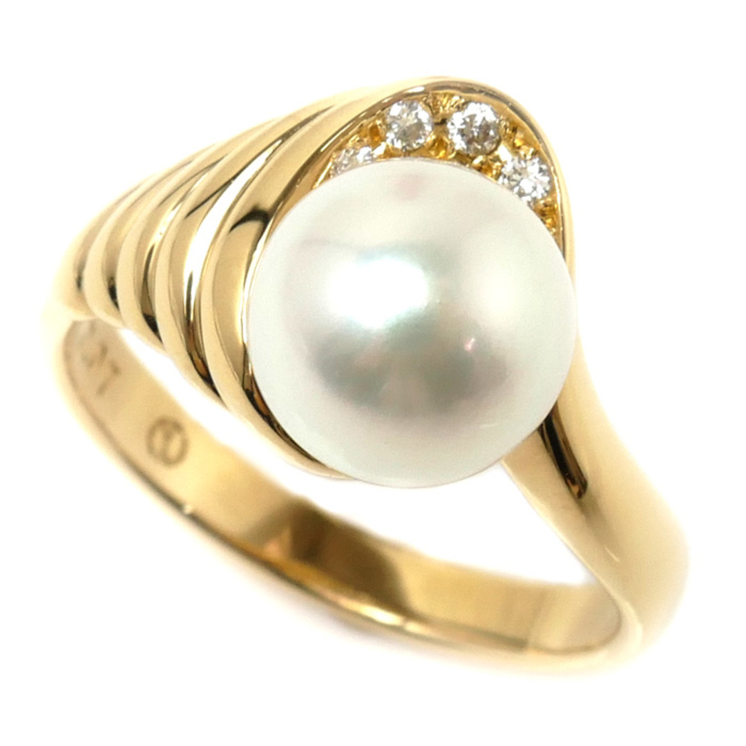 K18YG イエローゴールド リング・指輪 パール約8.2mm ダイヤモンド0.07ct 11号 5.0g レディース【中古】 レディースのアクセサリー(リング(指輪))の商品写真
