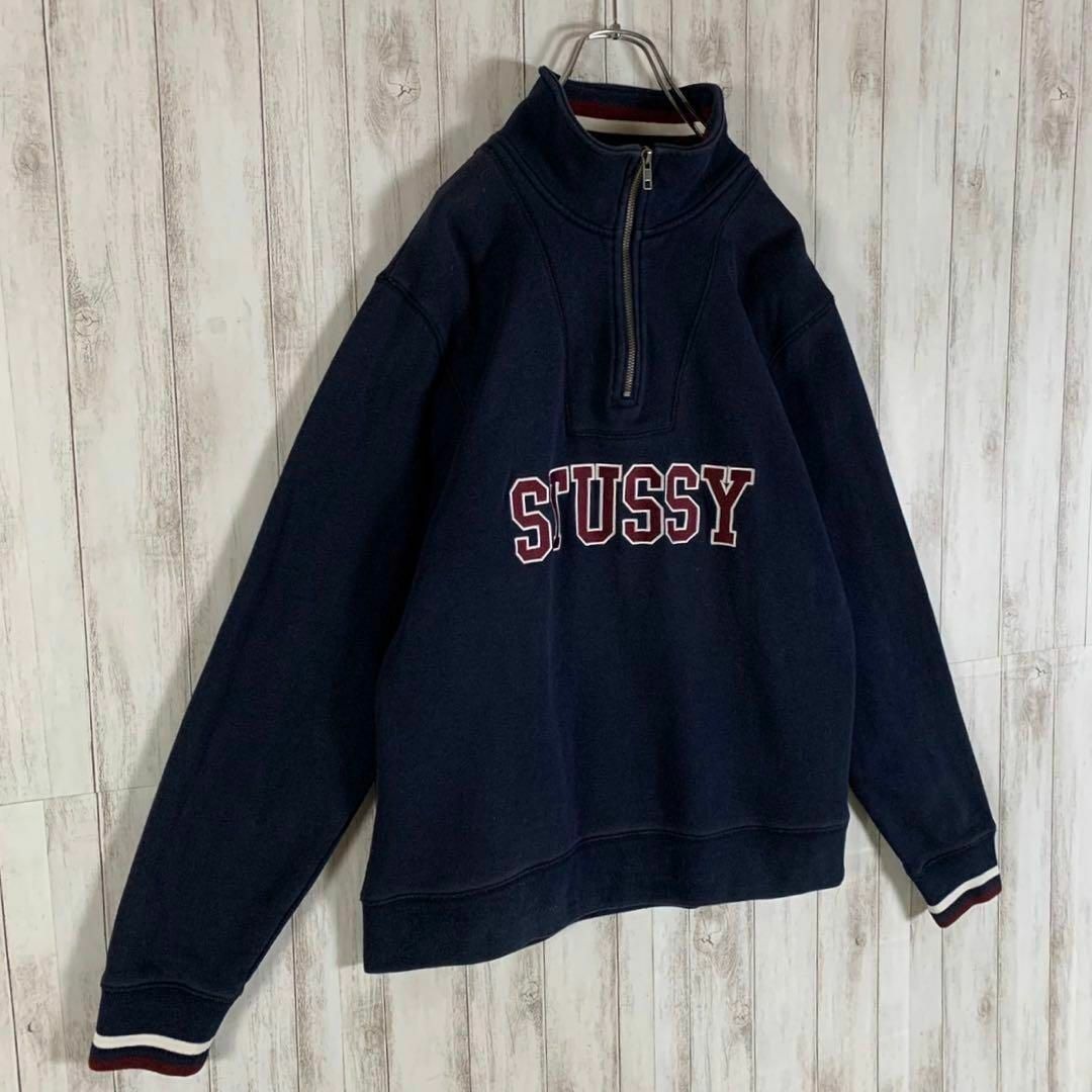 STUSSY - 【超希少モデル】ステューシー 刺繍ロゴ ハーフジップ 希少