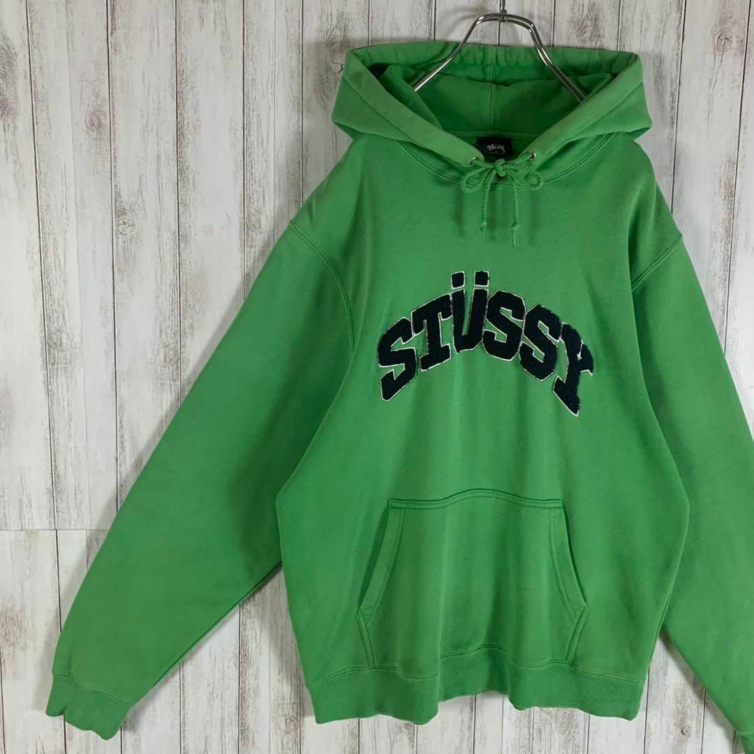 【極美品】STUSSY　センター刺繍ロゴ　超希少カラー　サイズXL　パーカー