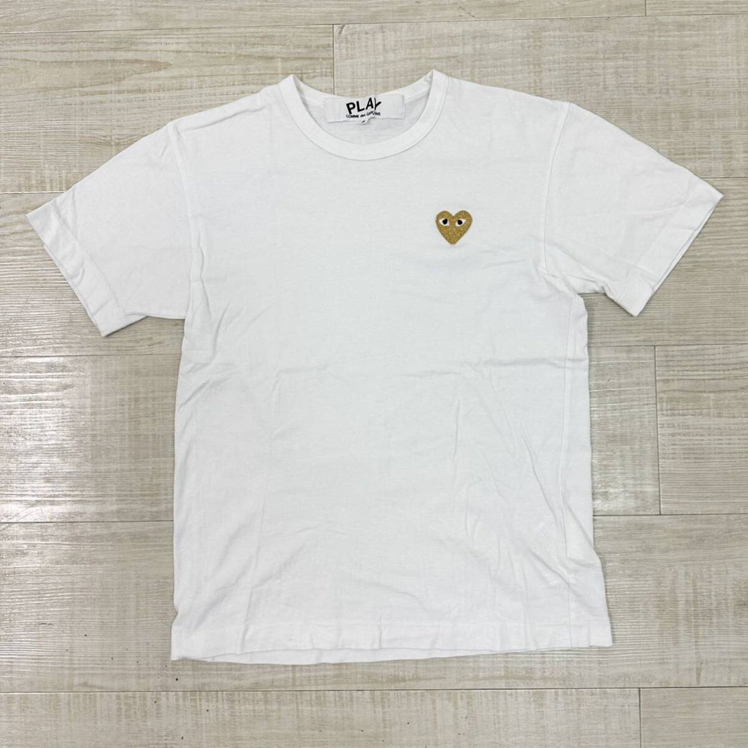 定番 プレイ コム デ ギャルソン ゴールド ハート ロゴ 刺繍 Tシャツ S | フリマアプリ ラクマ