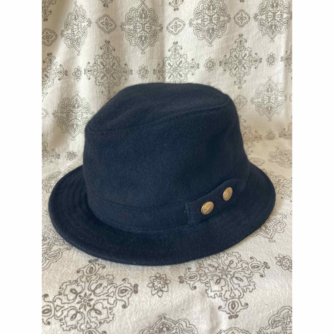 ウール　黒　ハット　帽子　56.5センチ レディースの帽子(ハット)の商品写真