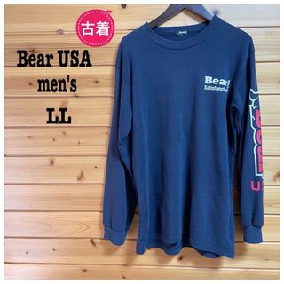 ベアー(Bear USA)の古着 Bear USA men's スウェット ビッグロゴ 長袖 黒 LL(スウェット)