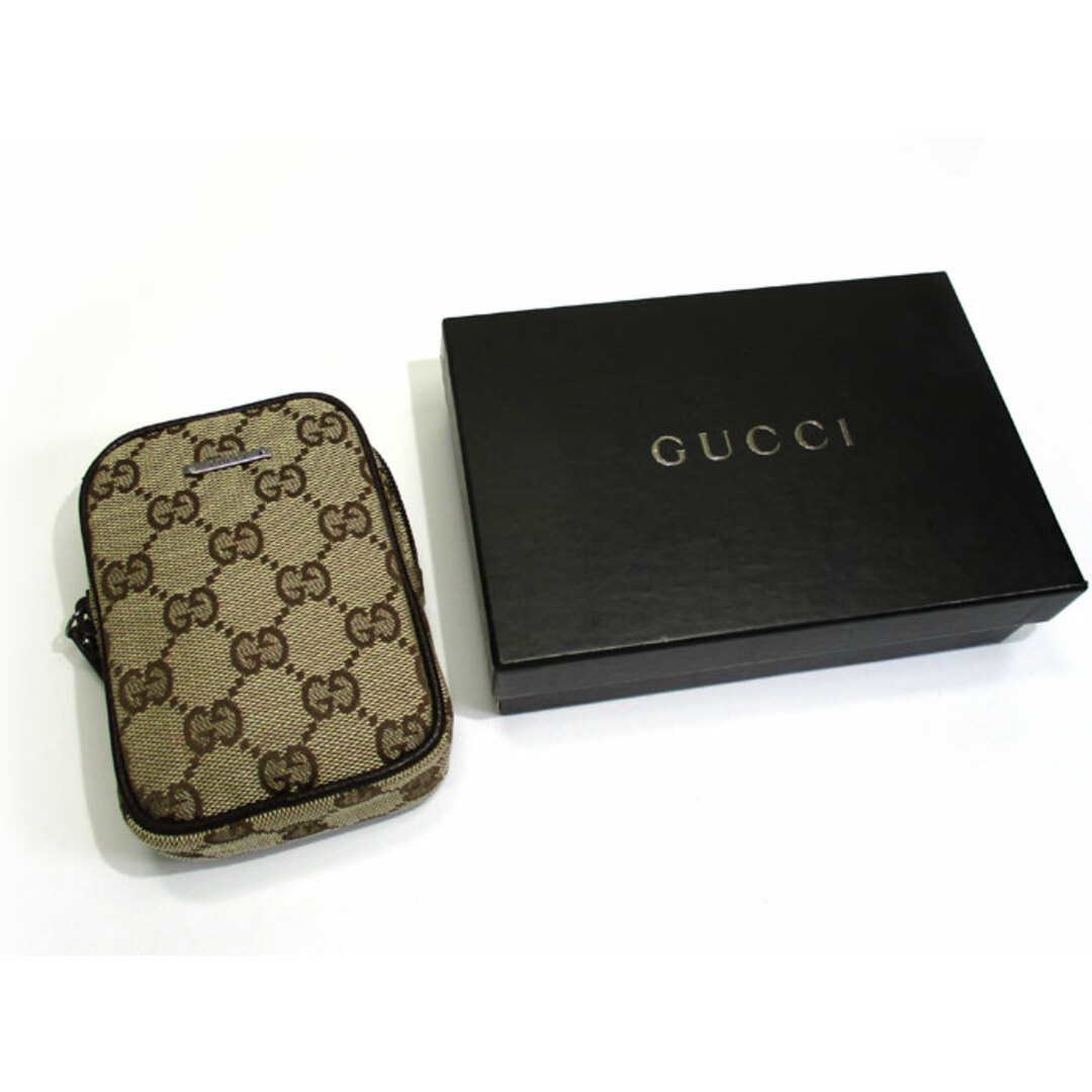 Gucci(グッチ)のGUCCI シガレットケース ポーチ GGキャンバス レザー ベージュ ブラウン メンズのファッション小物(タバコグッズ)の商品写真