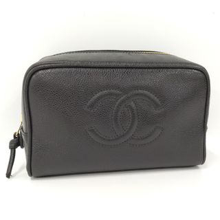 シャネル(CHANEL)のCHANEL 化粧ポーチ セカンドバッグ キャビアスキン ブラック A06241(クラッチバッグ)