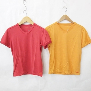 ユニクロ(UNIQLO)のユニクロ スポーツ ウエア Tシャツ 2枚 半袖 Vネック レッド オレンジ S(その他)
