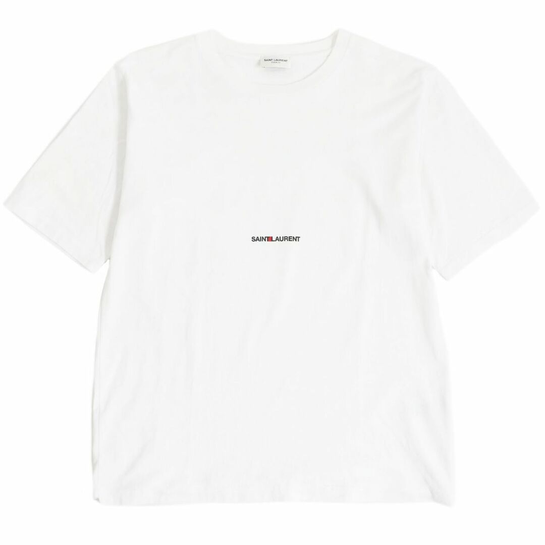 美品□SAINT LAURENT RARIS/サンローランパリ 460876 ロゴプリント コットン100％ 半袖Tシャツ/カットソー ホワイト XS イタリア製 正規品