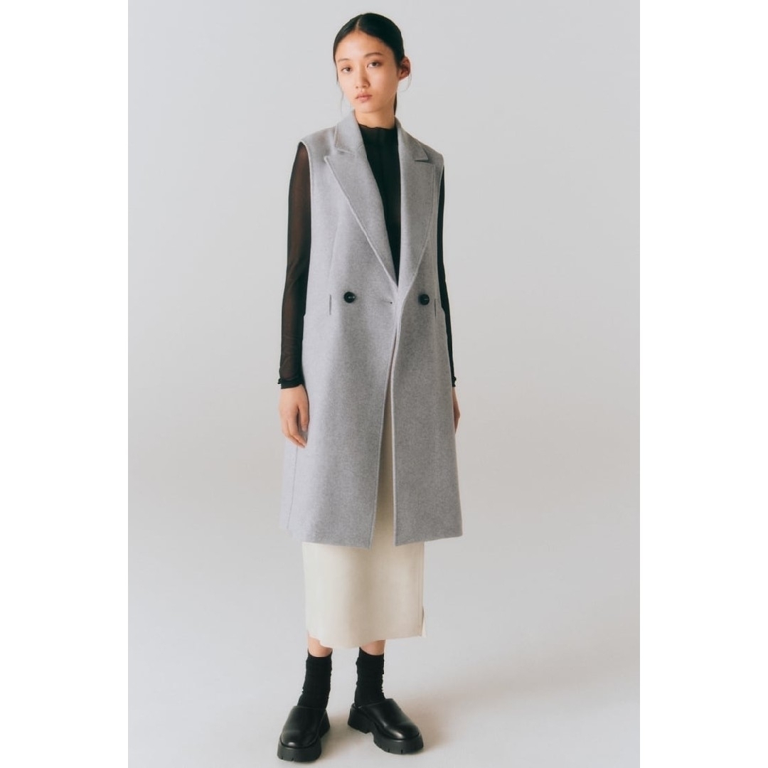 ZARA - ZARA ダブルブレスト ソフトベスト XSサイズ グレーの ZARA - ZARA ダブルブレスト ソフトベスト XSサイズ グレーの