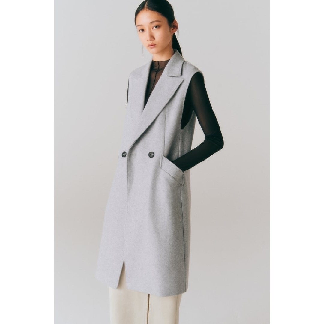 ZARA - ZARA ダブルブレスト ソフトベスト XSサイズ グレーの ZARA - ZARA ダブルブレスト ソフトベスト XSサイズ グレーの