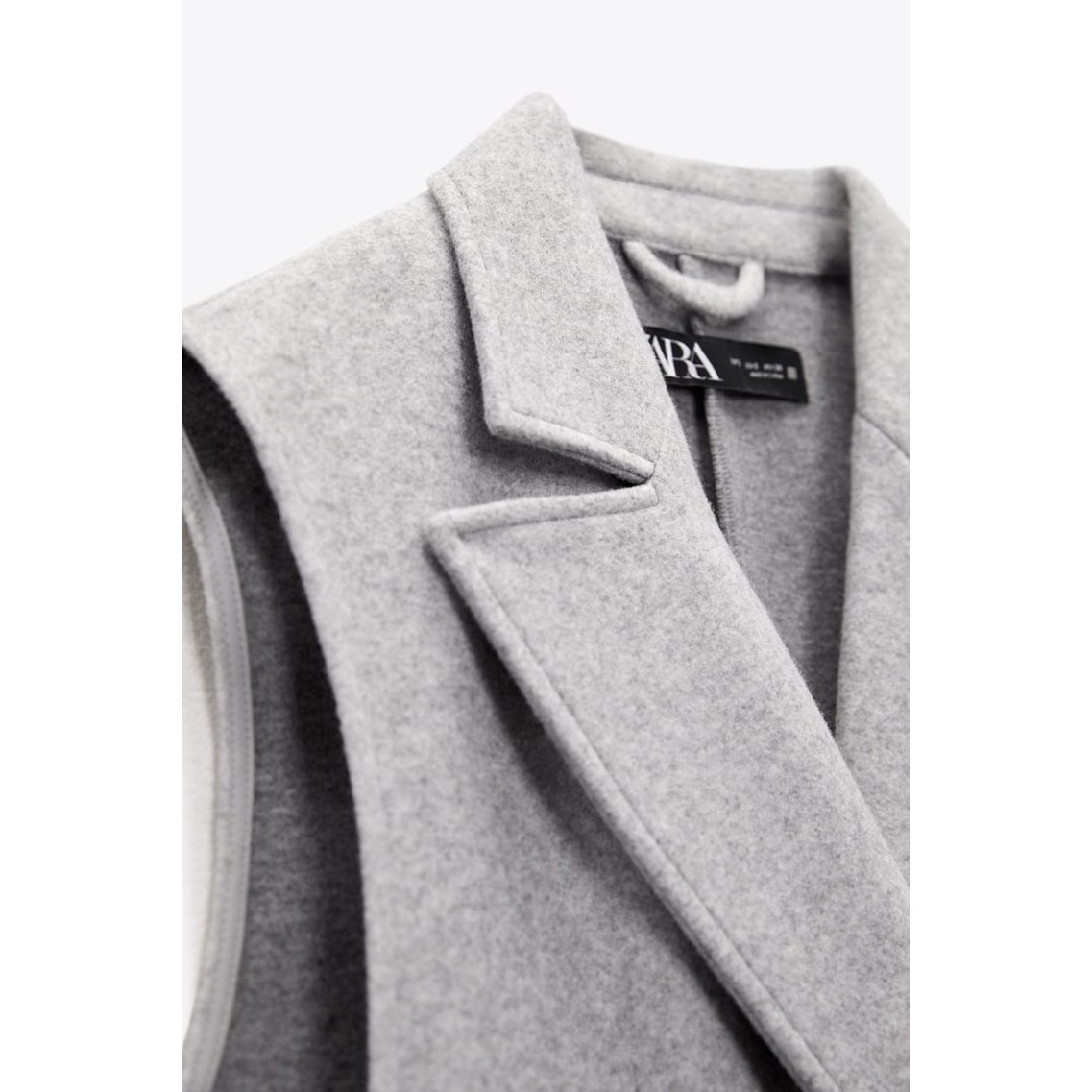 ZARA - ZARA ダブルブレスト ソフトベスト XSサイズ グレーの ZARA - ZARA ダブルブレスト ソフトベスト XSサイズ グレーの