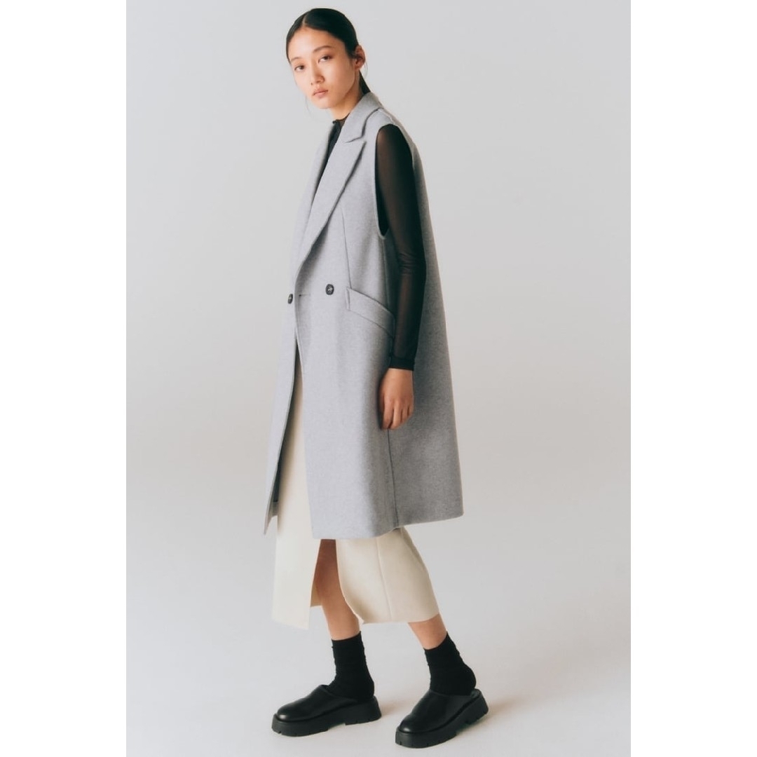 ZARA - ZARA ダブルブレスト ソフトベスト XSサイズ グレーの ZARA - ZARA ダブルブレスト ソフトベスト XSサイズ グレーの