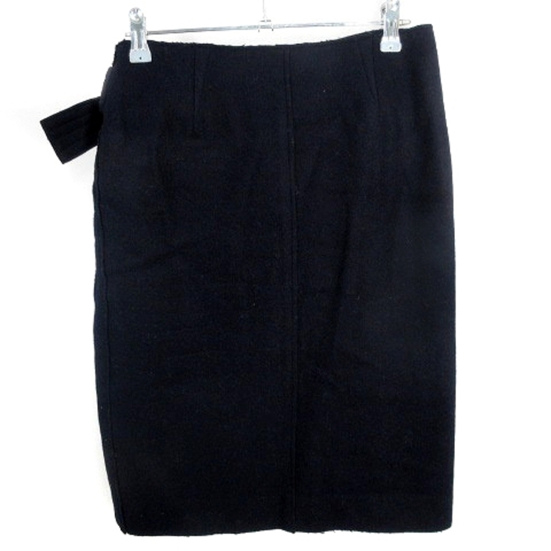 Mila Owen(ミラオーウェン)のミラオーウェン wool blend スカート タイト ひざ丈 ラップ風 1 紺 レディースのスカート(ひざ丈スカート)の商品写真