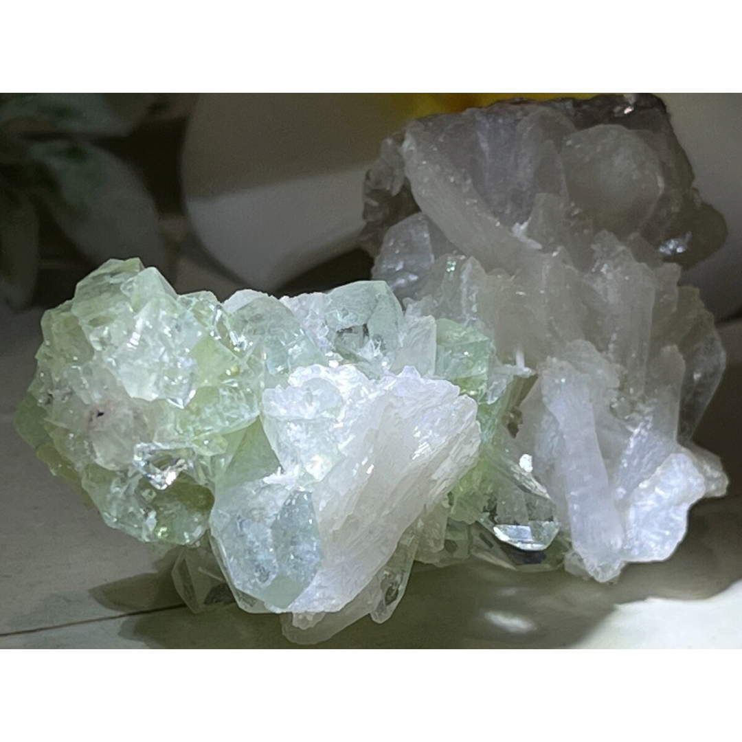 天使の水晶✨   レインボー　グリーンアポフィライト　原石　クラスター　魚眼石 3