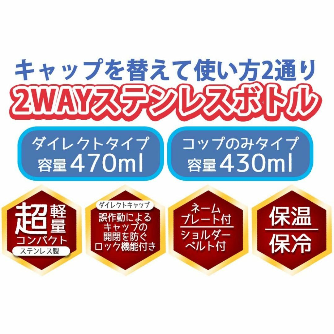 スケーター ステンレス 水筒 はたらくクルマ 430ml 男の子 直飲み コップ