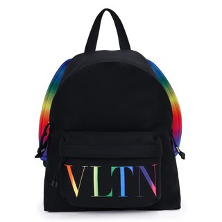 ヴァレンティノ(VALENTINO)のヴァレンティノ VLTN ロゴ プリント リュック デイパック バックパック ポリアミド ブラック レインボー 黒 虹 シルバー金具 VY2B0993KBP VALENTINO（未使用保管品）(リュック/バックパック)