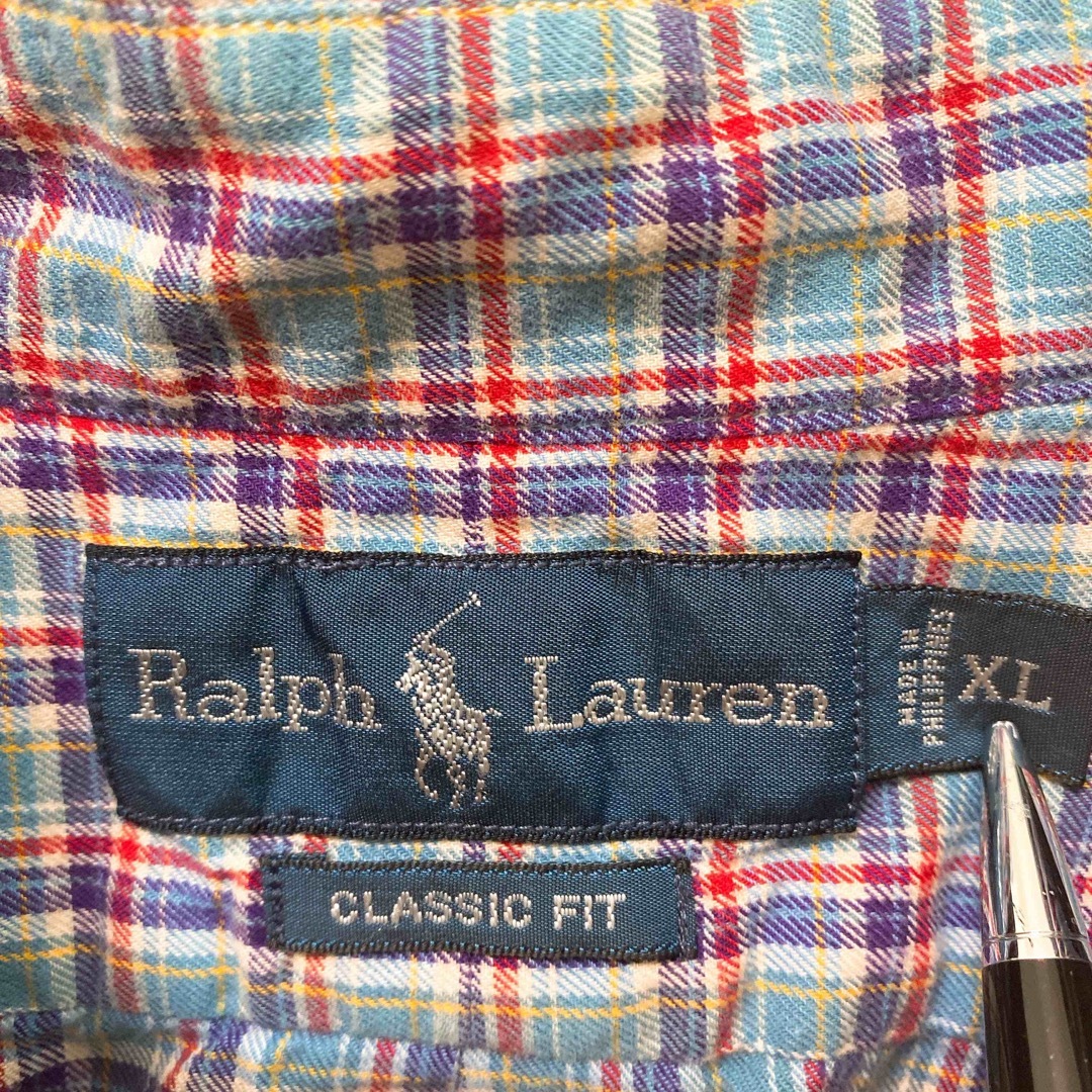 Ralph Lauren(ラルフローレン)のラルフローレン　長袖シャツ　ボタンダウン　チェック　カラーポニー　男女兼用　XL メンズのトップス(シャツ)の商品写真